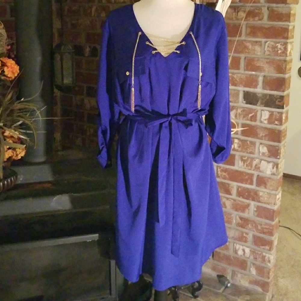 Ladies periwinkle blue dress shirt.